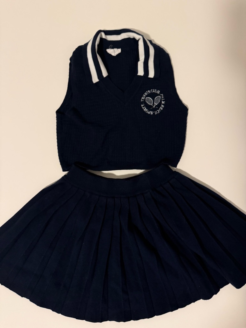 Unbranded Navy Tennis-Style Sleeveless Knit Tank Top